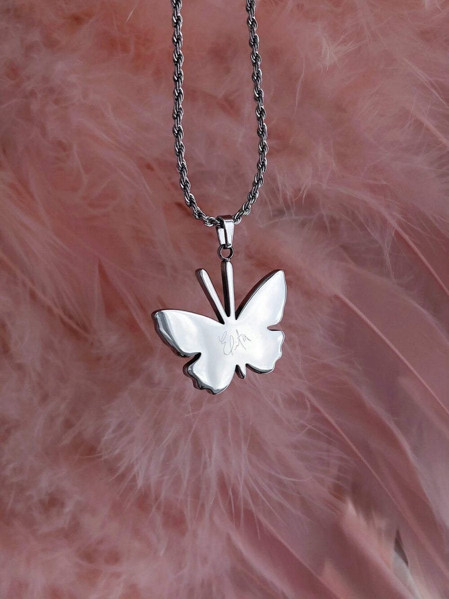 Elli Women's Necklace Butterfly Pendant Filigree in 925 Sterling